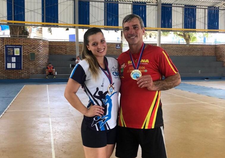 Luara Ferraz ao lado do seu pai Gilson, campeões na Categoria Ouro